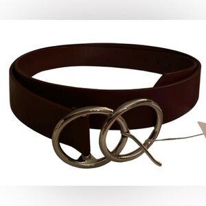 Women’s Plus Belt, Wine Faux Leather with Double Ring Buckle, Size 22-24, NWT
